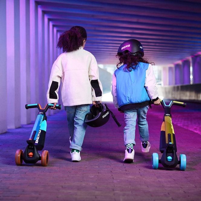 BERG NEXO Kinderroller 3-Rad klappbar LED blau